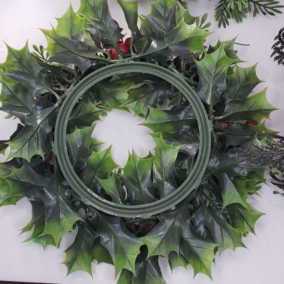 Vintage Artificial Plastic Floral Candle Rings Christmas Holiday Set 5 - Picture 9 of 12